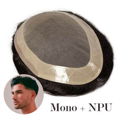 Durable Fine Mono Base With NPU Toupee Men Hair Replacement System