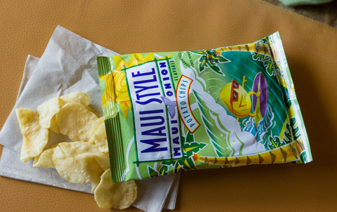 Open bag of Maui Style potato chips