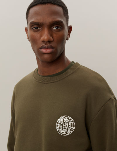 Les Deux MEN Globe Sweatshirt Sweatshirt 522215-Olive Night/Ivory