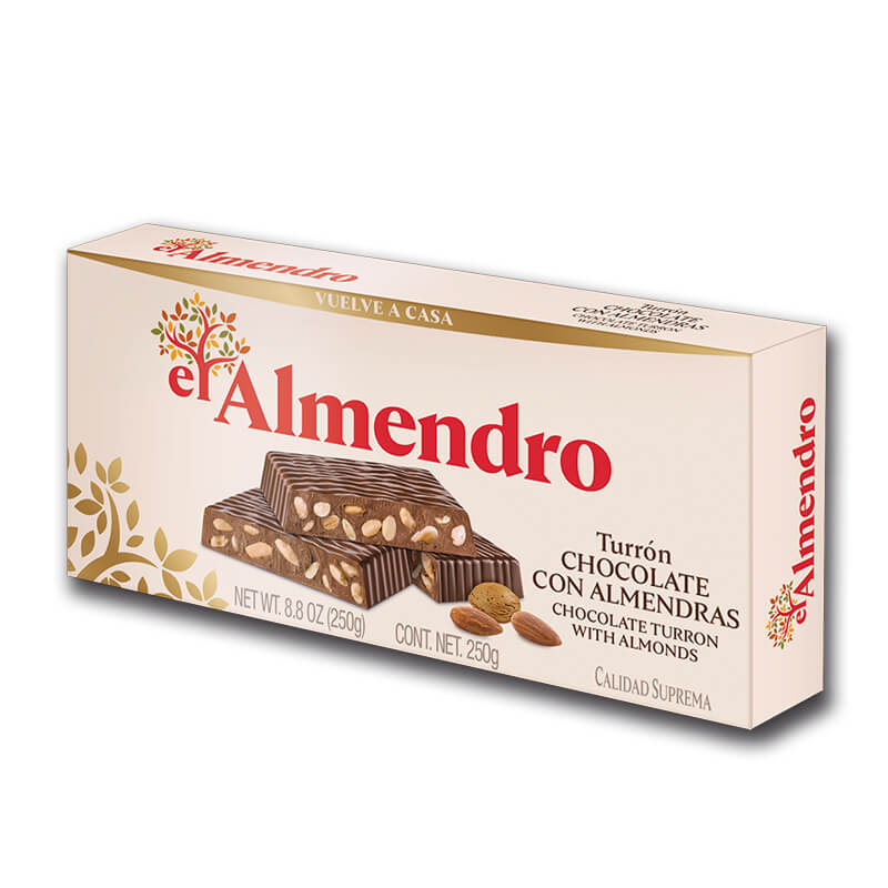 Chocolate Turron with Almonds EL ALMENDRO 250g (Turrón Chocolate con A |  Alabardero Tienda