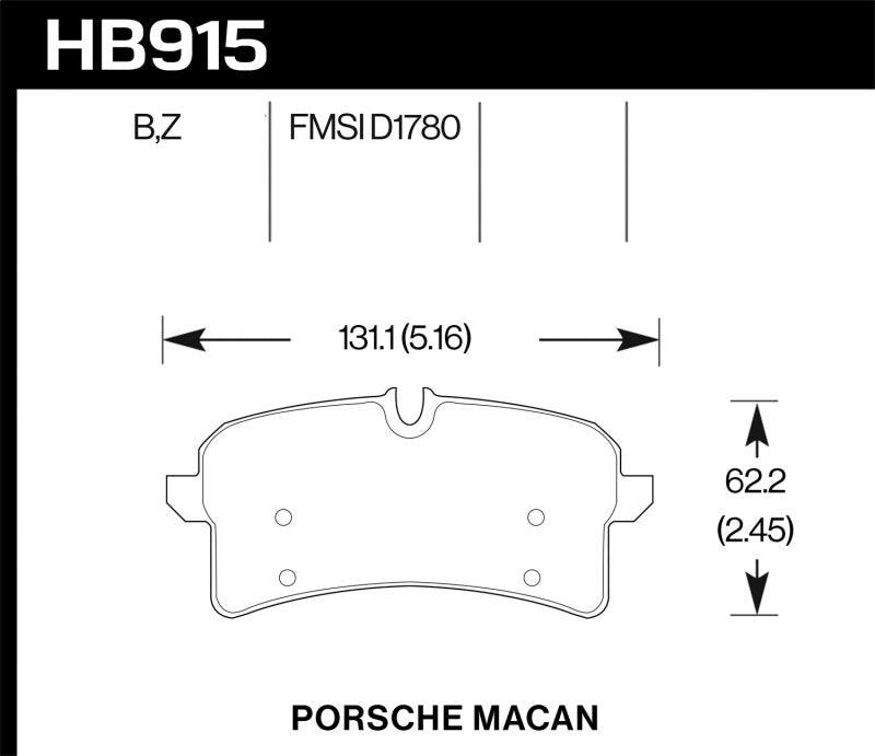Hawk 16-18 Porsche Macan HPS 5.0 Street Rear Brake Pads
