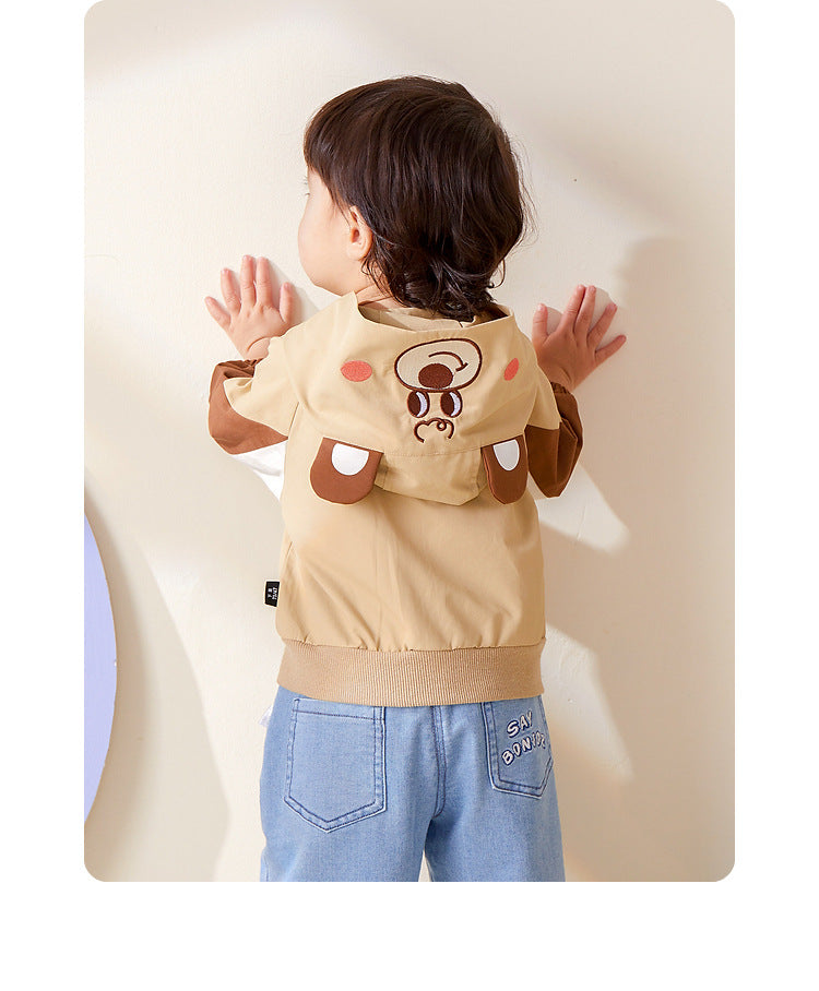 Baby Kid Girls Boys Letters Color-blocking Animals Cartoon Embroidered Jackets Outwears