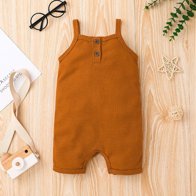 Baby Girls Boys Solid Color Jumpsuits