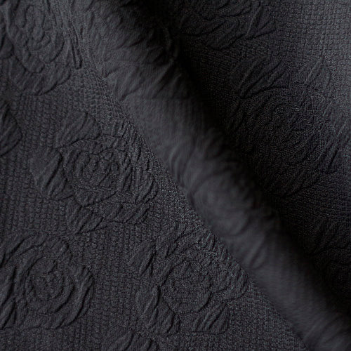 custom skirts fabric Black embossed roses