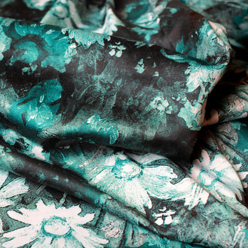 custom skirts fabric blue-green floral