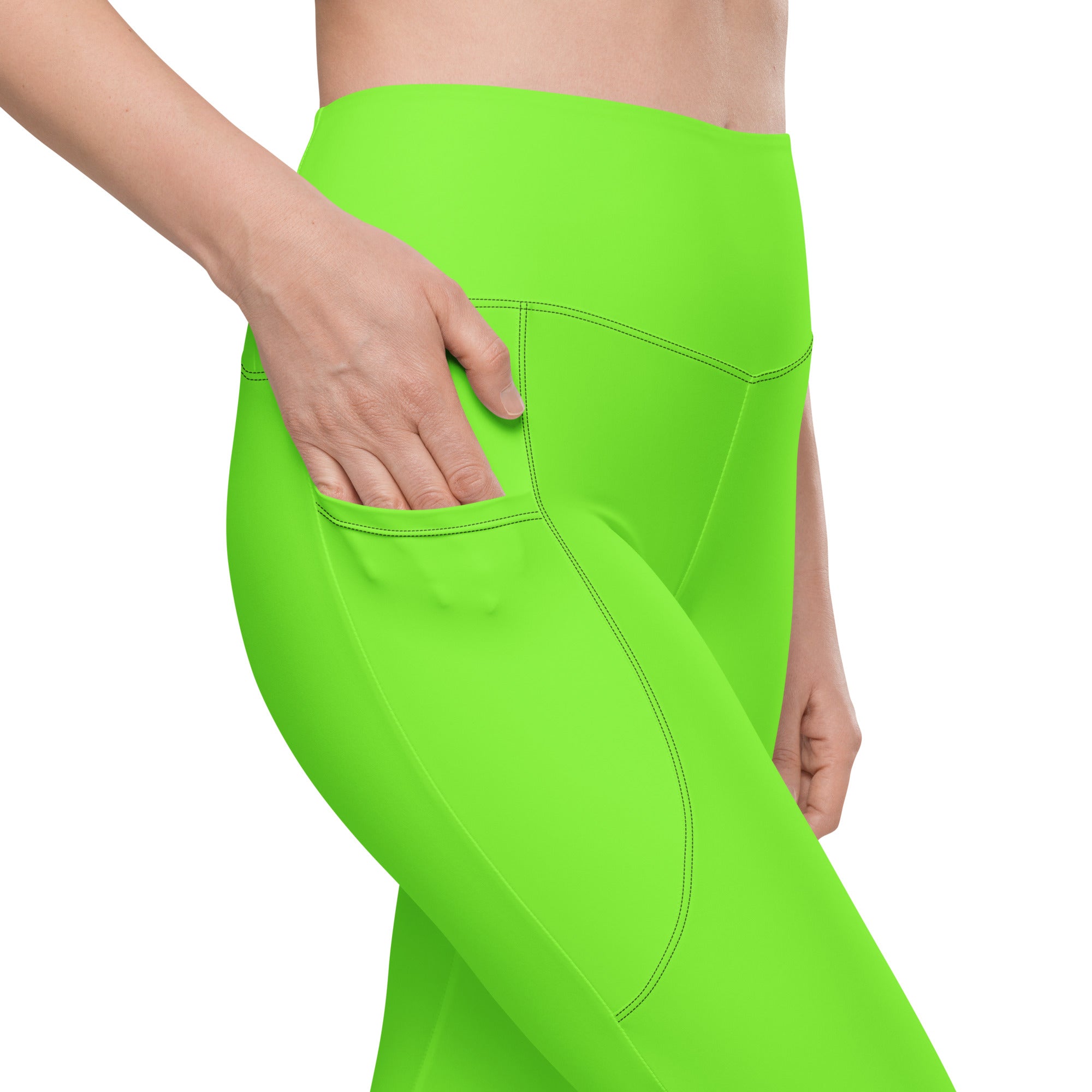 Neon Yellow Solid Leggings with pockets – Latitude 18