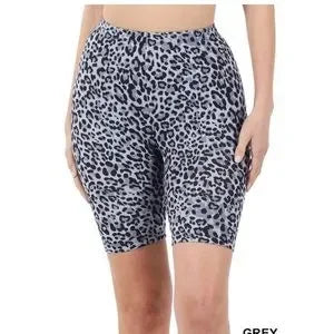 Black Leopard Curvy Biker Shorts