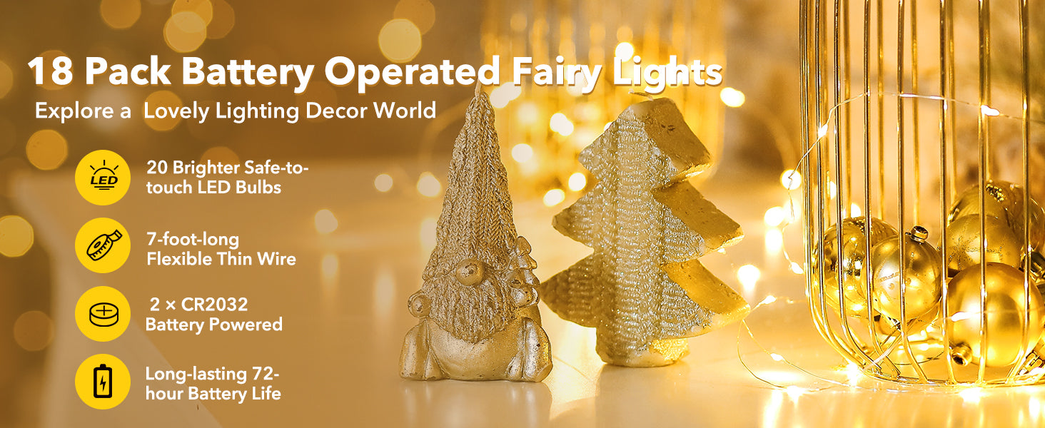 Silver Wire Fairy String Lights, 7 Feet 20 Led
