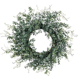 Blue Boxwood Wreath - Farmhouse Style