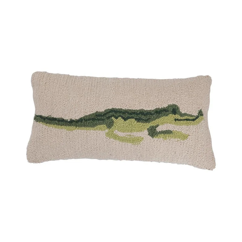 Cotton Punch Hook Pillow with Alligator