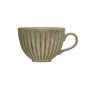 16 oz. Stoneware Pleated Mug - Farmhouse Style