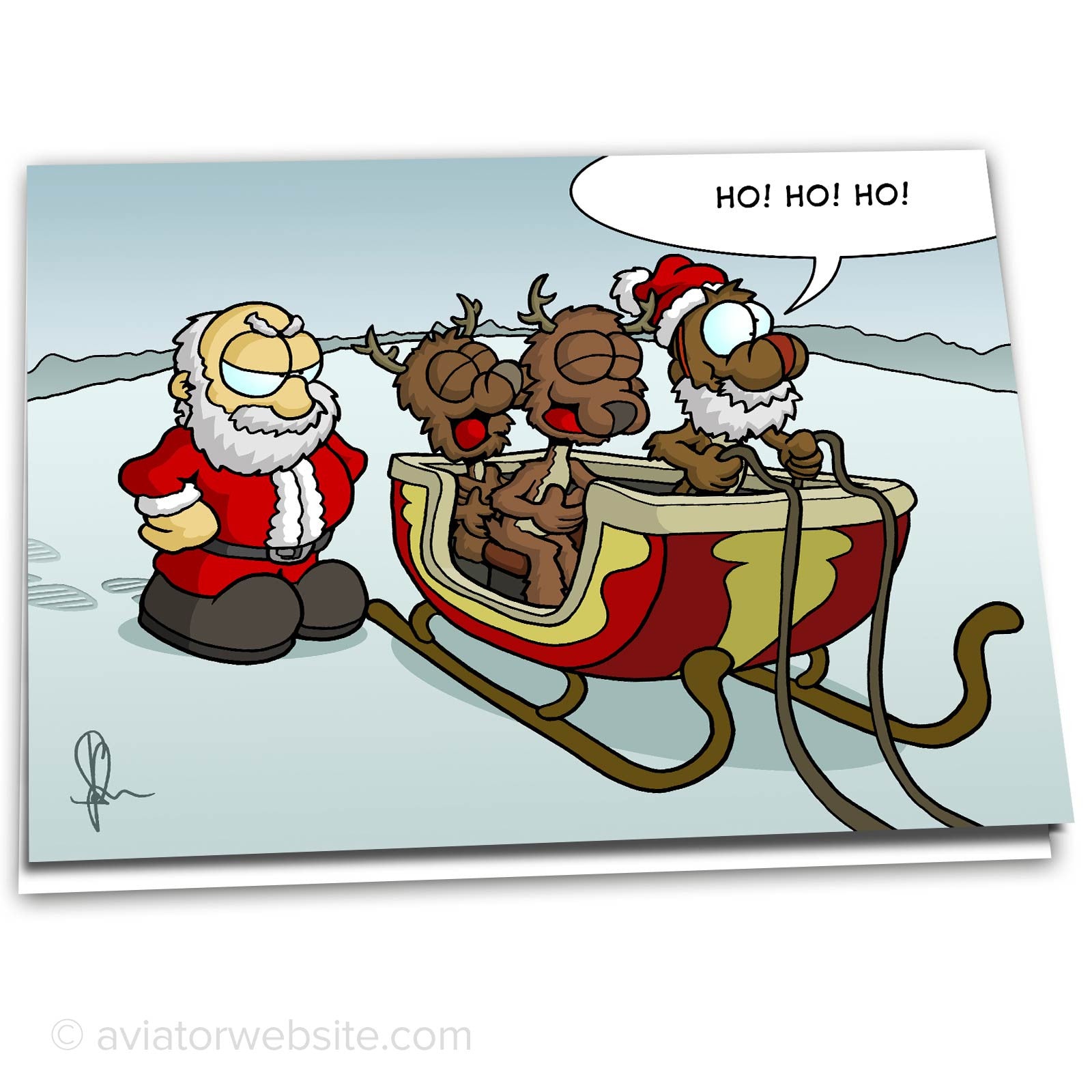 Funny Christmas Card quot Reindeer Mocking Santa quot 10 Cards AVIATORwebsite