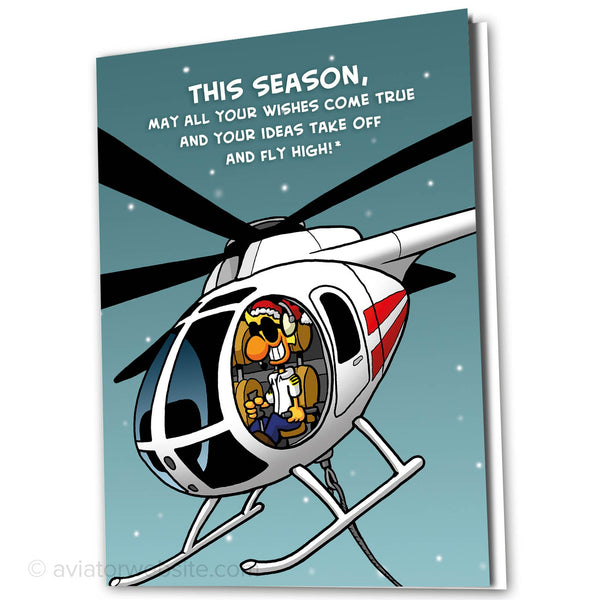 Christmas Card &quot;Helicopter Christmas&quot; (Chicken Wings) - 10 Cards