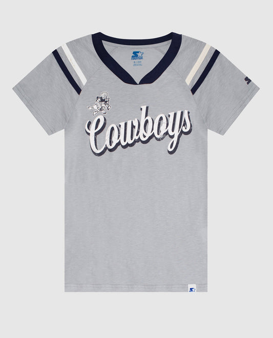 Women's Dallas Cowboys Starter Cream Kick Start V-Neck T-Shirt in 2023