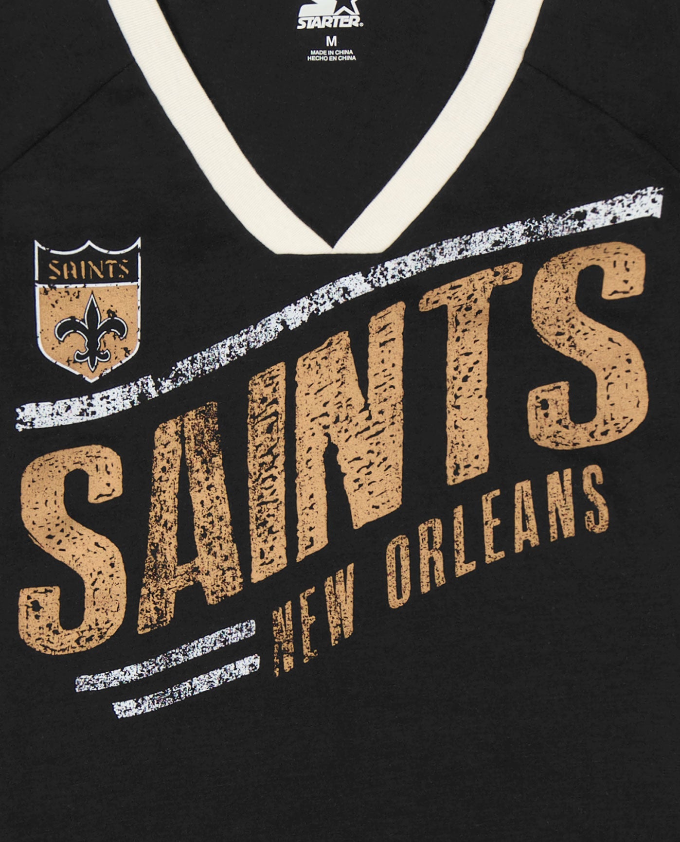 Women's Starter Black New Orleans Saints Perfect Game V-Neck Short