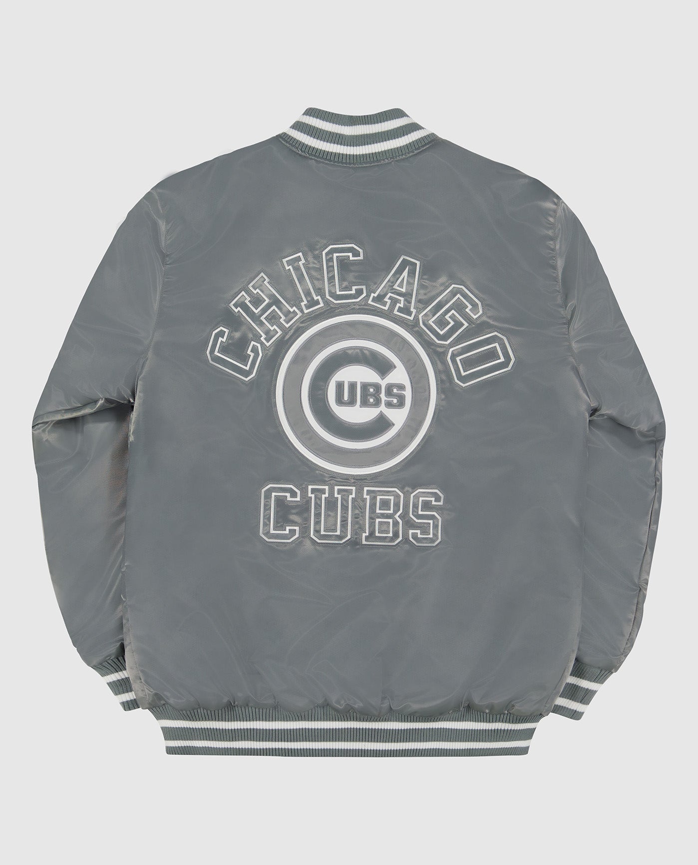 Men's Starter Silver Chicago Cubs Varsity Satin Full-Snap Starter