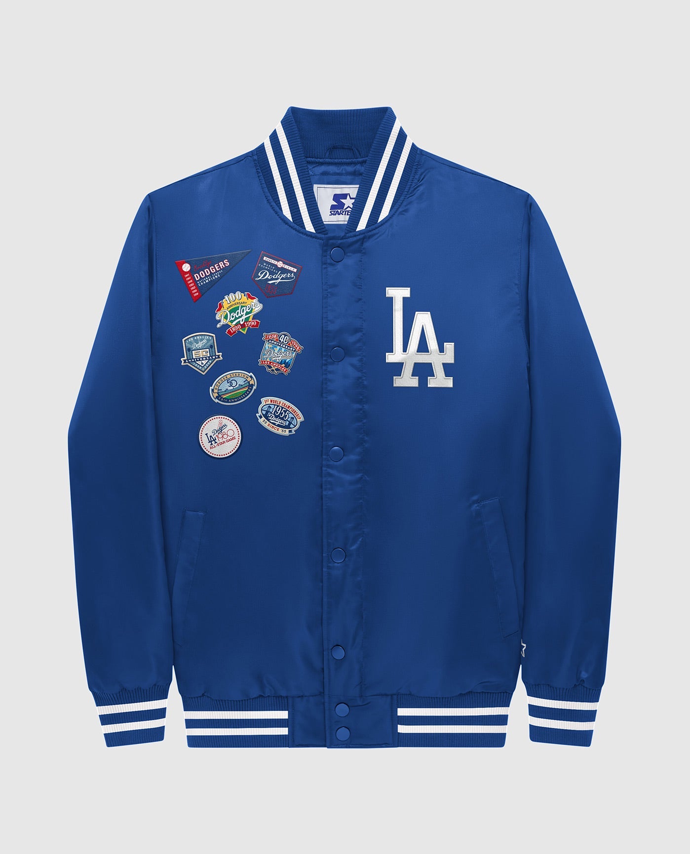 Starter Dark Blue Los Angeles Dodgers Varsity Satin Full-Snap Jacket