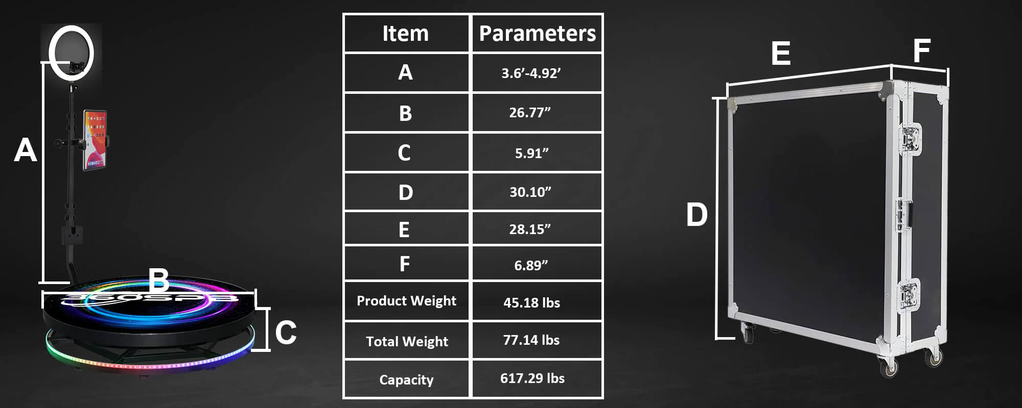 360 photo booth cm3 parameters