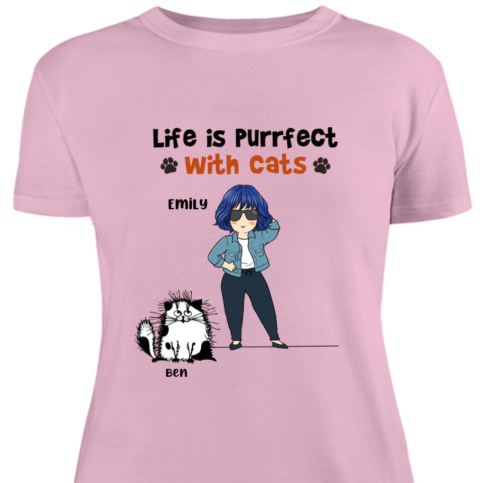 Personalized Life Is Purrfect With Cat Mom Women Shirt - Meow Custom