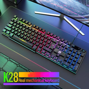 Computer Keyboard Waterproof Portable Gaming Keyboard Backlit Ergonomics Colorful Keyboard Computer Accessories 104 Keys Usb - Shopaak Store