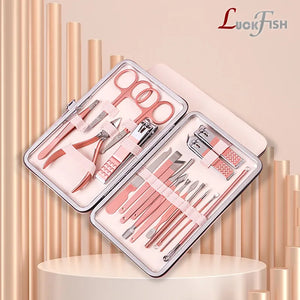 4-26pcs Stainless Steel Nail Clippers Set Scissores Tweezer Ear Pick Multi-Function Daily Hand Foot Care Tools Set 3 Colors - Shopaak Store