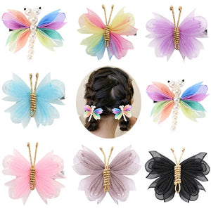 2Pcs Cute Pearl Butterfly Hair Clips For Girls Sweet Kids Hairpins Barrette Summer Headwear Hair Accessories Hair Ornament Clip - Shopaak Store