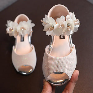 Girls Rhinestone Flower Shoes Low Heel Flower Wedding Party Dress Pump Shoes Princess Shoes For Kids Toddler - Shopaak Store