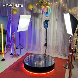 360 Photo Booth LED Glass 360 Degree Rotating Picture Selfie Magic Automatic Video Booth for  Wedding Party Events - Shopaak Store