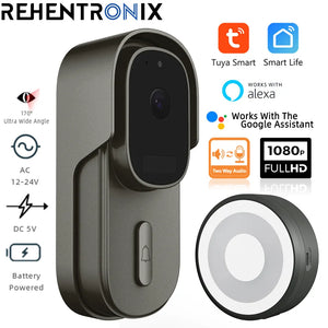 Tuya Video Doorbell WiFi Wireless Wired Door Bell DC AC Battery Powered 1080P 2MP Waterproof with Alexa Google Door bell Camera - Shopaak Store