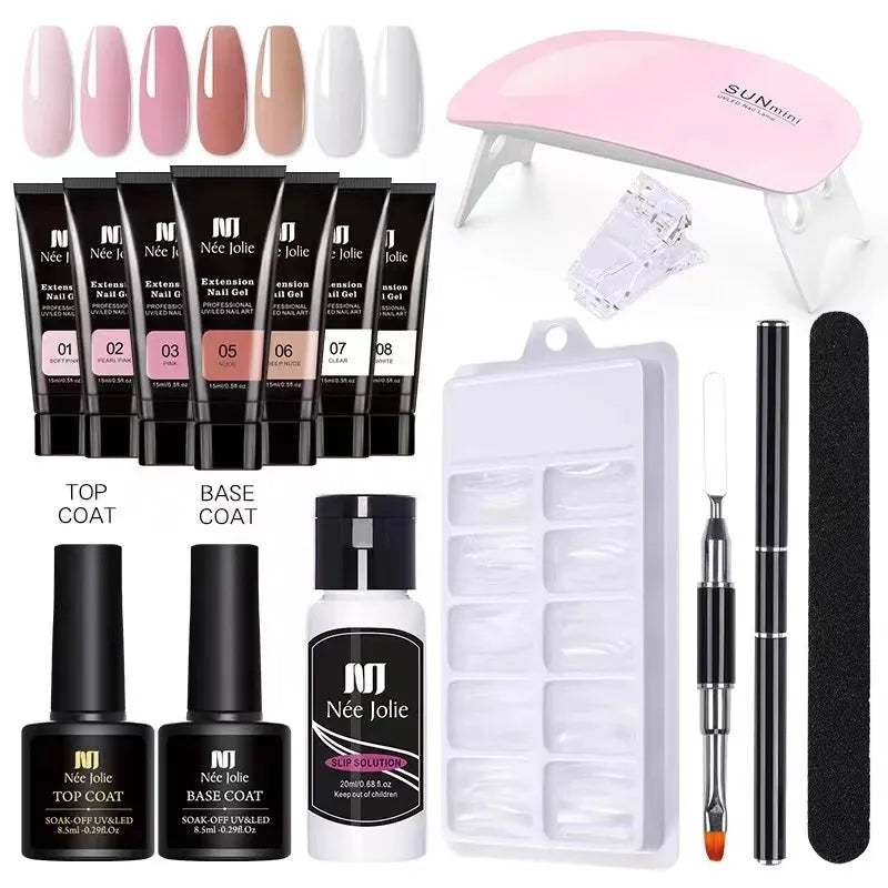 Nail Gel Set 6W LED Lamp Full Manicure Set Quick Extension Nail Kit Gel Building Polygels Set For Nails Tool Kit Nail Art Kit