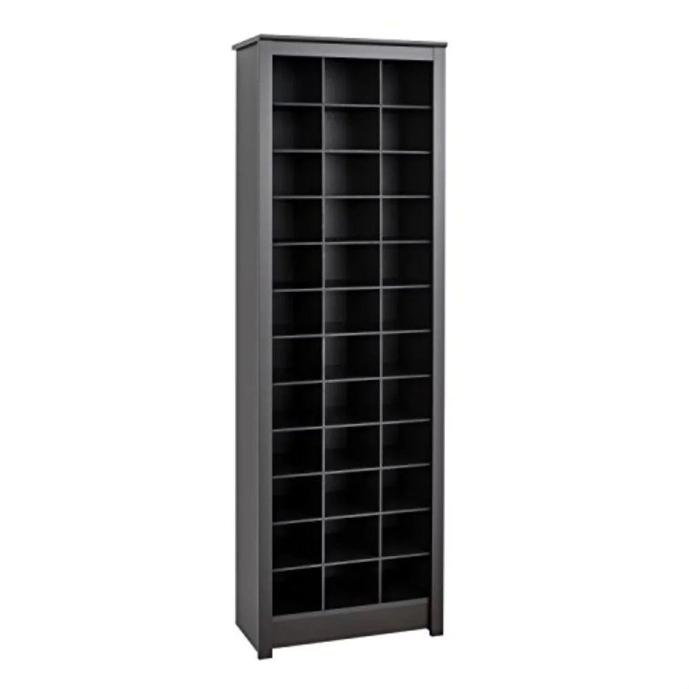 Prepac Space-Saving 36 Pair Shoe Storage Cabinet With Cubbies, Black bookshelves shelf