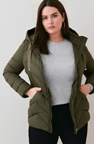 Women's Puffer Jacket in Khaki