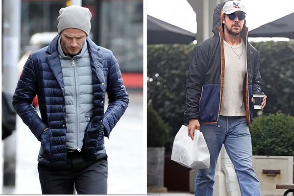 Famous Male Celebrities Seen Wearing Leather Puffer Jackets