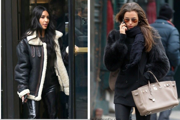 Female Celebrities Seen Wearing Fur Leather Jackets