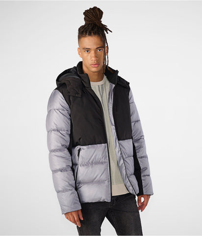 Men's Gray Puffer leather jackets