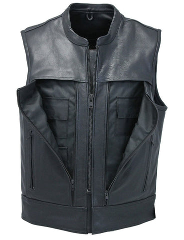 Outdoor Activities - Men’s Utility Leather Vest with Leather Pants