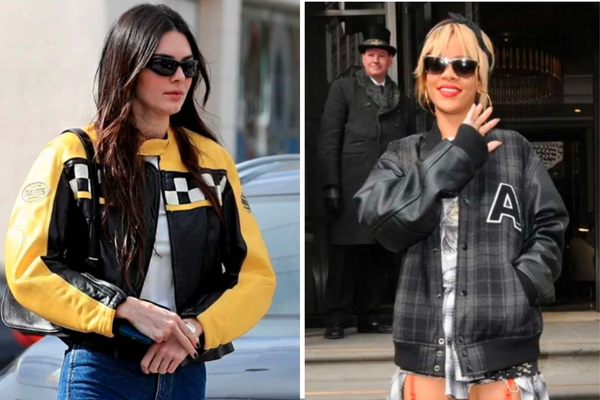 Women Celebrities Seen Wearing Varsity Leather Jackets