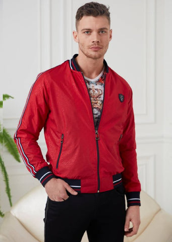 red bomber leather jacket