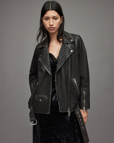 Women's Studded Biker Leather Jackets - Arcane Fox