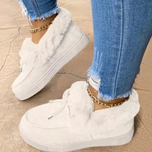 Women Winter Boots Warm Plush Velvet Ankle Snow Boots Lace Up Soft Winter Sneakers Comfortable Cotton Shoes for Women - pphmm