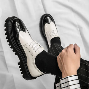 Luxury Brand Brogue Men's Shoes Thick-soled Casual Shoes British Style Comfortable Oxford Shoes Lace-up High Quality Men's Shoes - pphmm