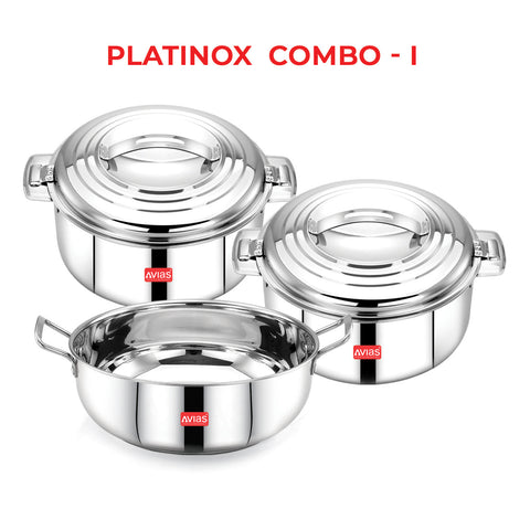 AVIAS Platinox Combo I (Platina Premium 1000ml, 1500ml & Inox Kadai 22cm)