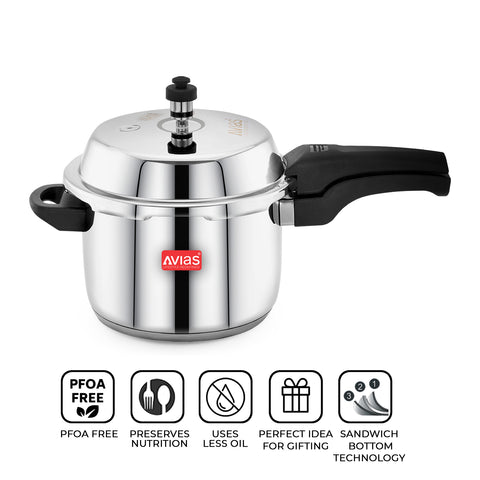 Avias Ceres Stainless Steel Premium Outer Lid Pressure Cooker