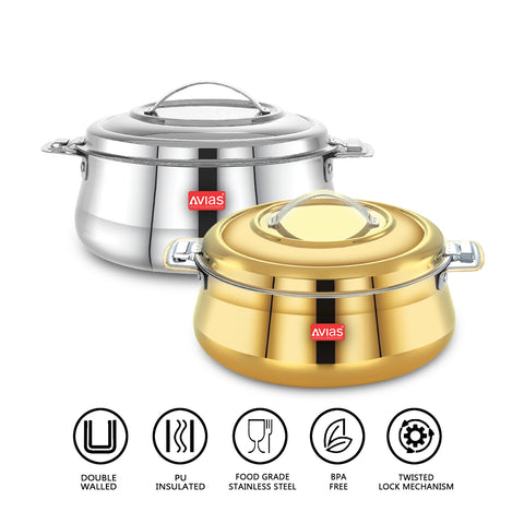 avias stainless steel casseroles features & functionality