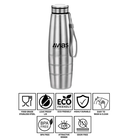 Avias Premia Stainless Steel silver water bottle