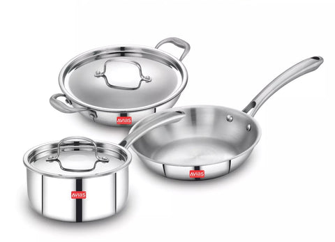 Riara triply combo 2 - kadai, frypan and saucepan