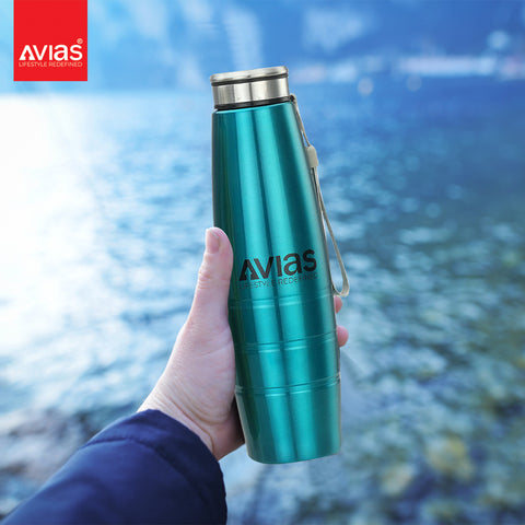 Avias reusable premia stainless steel water botle blue