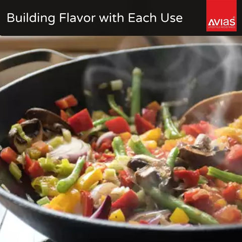 Building Flavor with Each Avias cast iron cookware Use