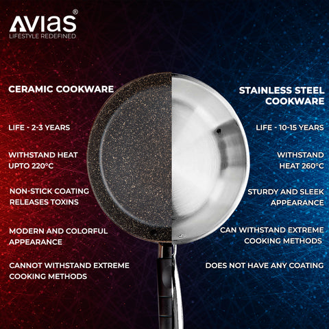 Ceramic Cookware Vs Avias Stainless Steel Cookware features