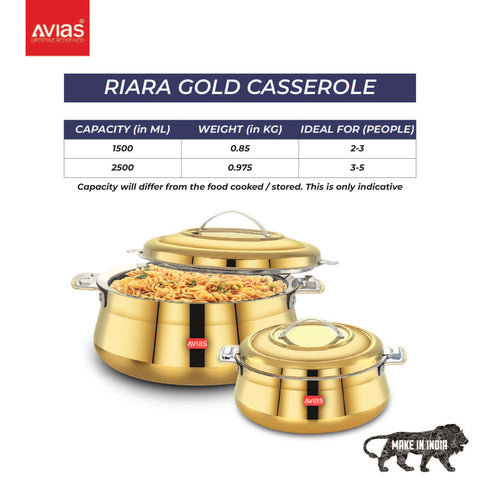 Riara Gold Casserole set of 2